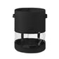 Transparent potato grow bag with black fabric sides and black window panel, medium size.