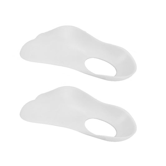 Orthopedic flat foot insole arch support pad, white, single pair with heel cutout