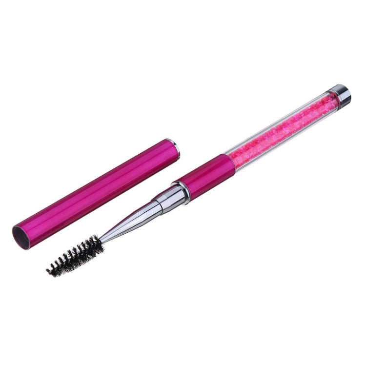 Fuchsia spiral eyelash brush with glitter rhinestone pole and pen-sleeve cap