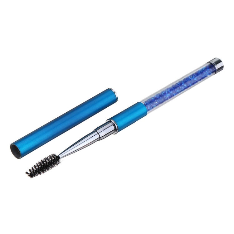 Royal blue spiral eyelash brush with glitter rhinestone pole and pen-sleeve cap