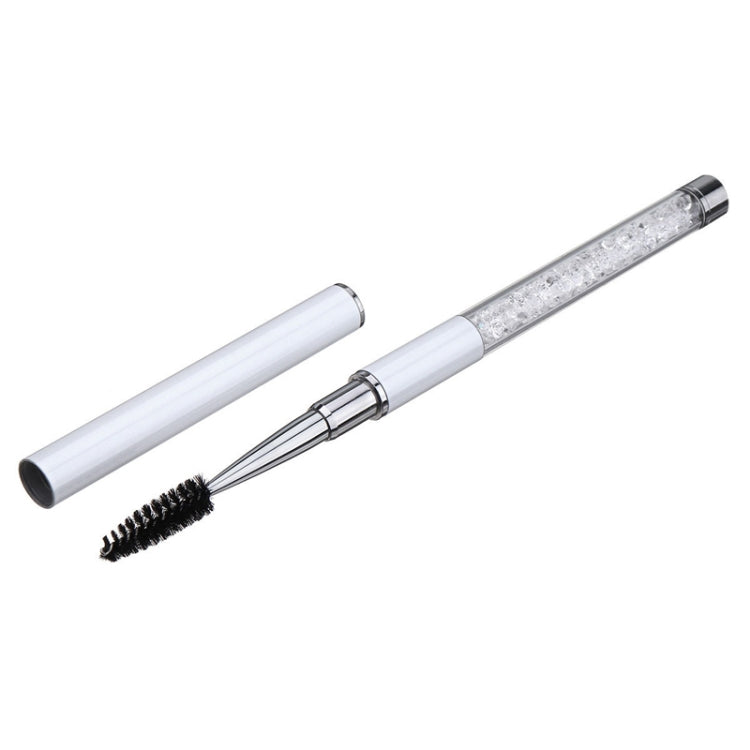 White spiral eyelash brush with glitter rhinestone pole and pen-sleeve cap