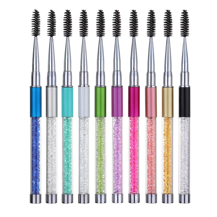 Set of spiral eyelash brushes with rhinestone glitter handles and black bristles