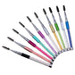 Multicolor spiral eyelash brushes with glitter barrels and black bristle spool heads