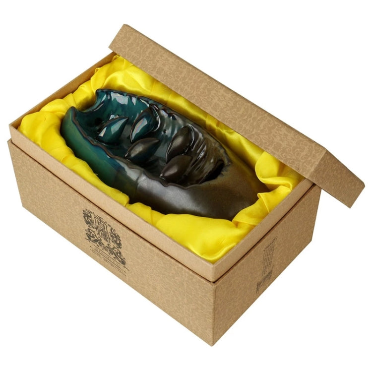 Ceramic lotus incense burner in gift box with yellow protective padding