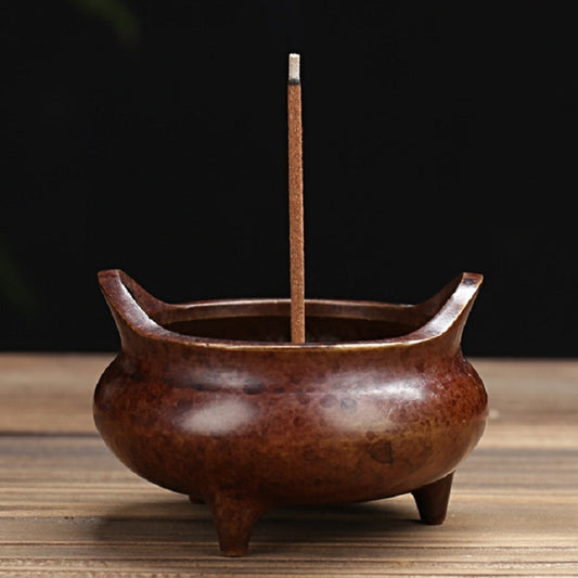 Binaural Incense Burner Pure Copper Household Small Indoor Antique Incense Burner, Three-foot Xuande Furnace, Hand-played Vatican Incense Burner, Bowl-shaped Incense Burner