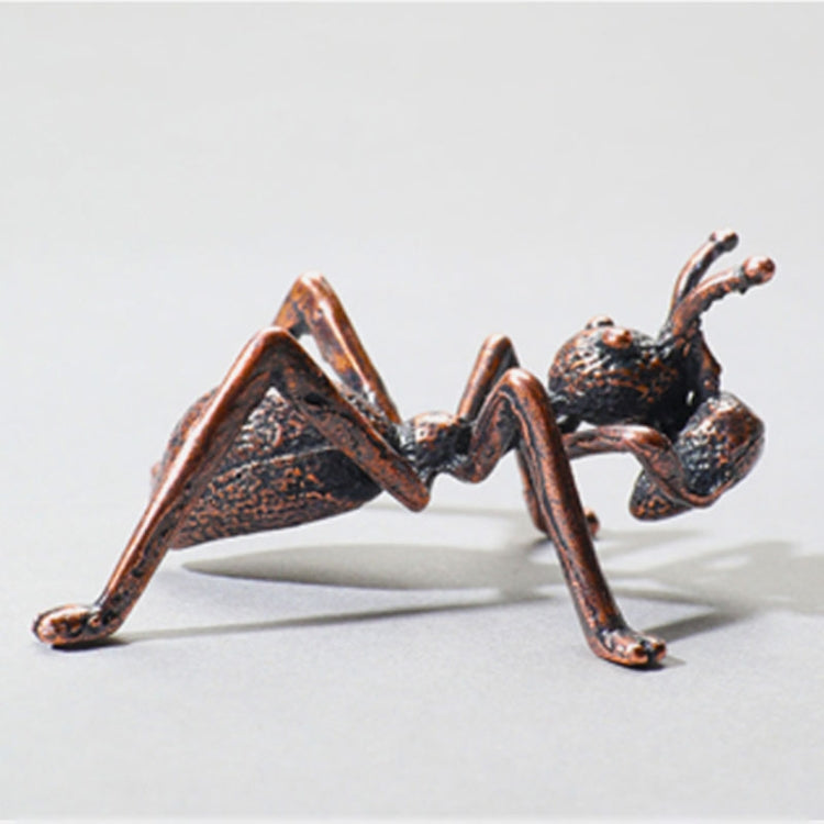 Alloy ant incense plug holder, dark copper ant figure with curved incense stick