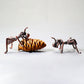 Two alloy ant incense plug holders with curled pinecone-shaped decor