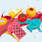 Pretend food pieces with bread slice, tomato, fish, and waffle shapes