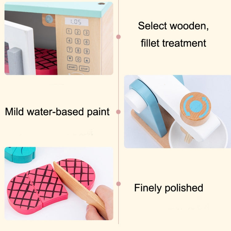 Children wooden kitchen playset detail: control panel, cutlery, smooth painted parts