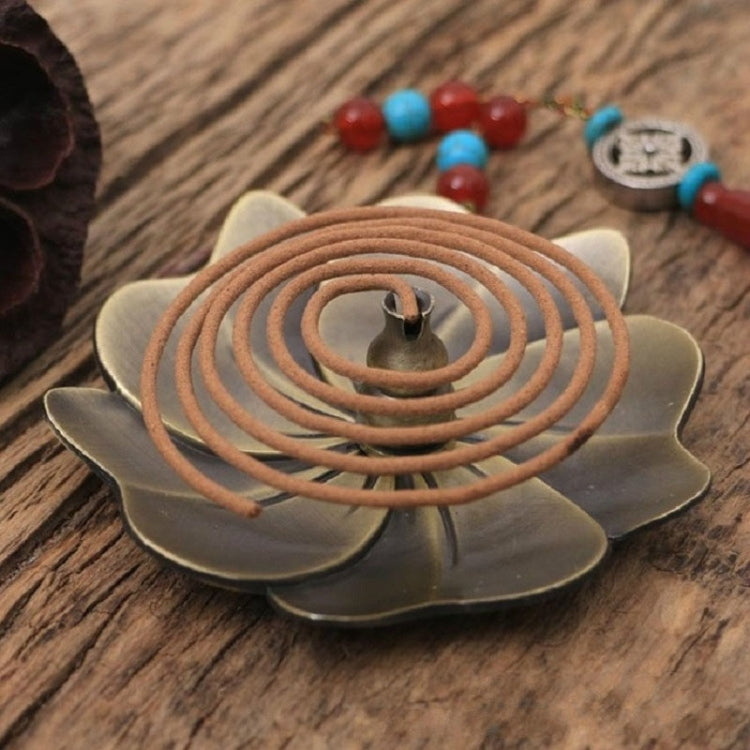 Flower-shaped bronze incense burner with spiral groove dish and central cone