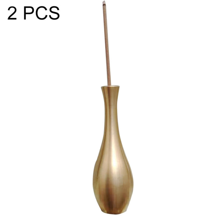 Mini tabletop antique vase with incense stick inserted, metallic gold finish