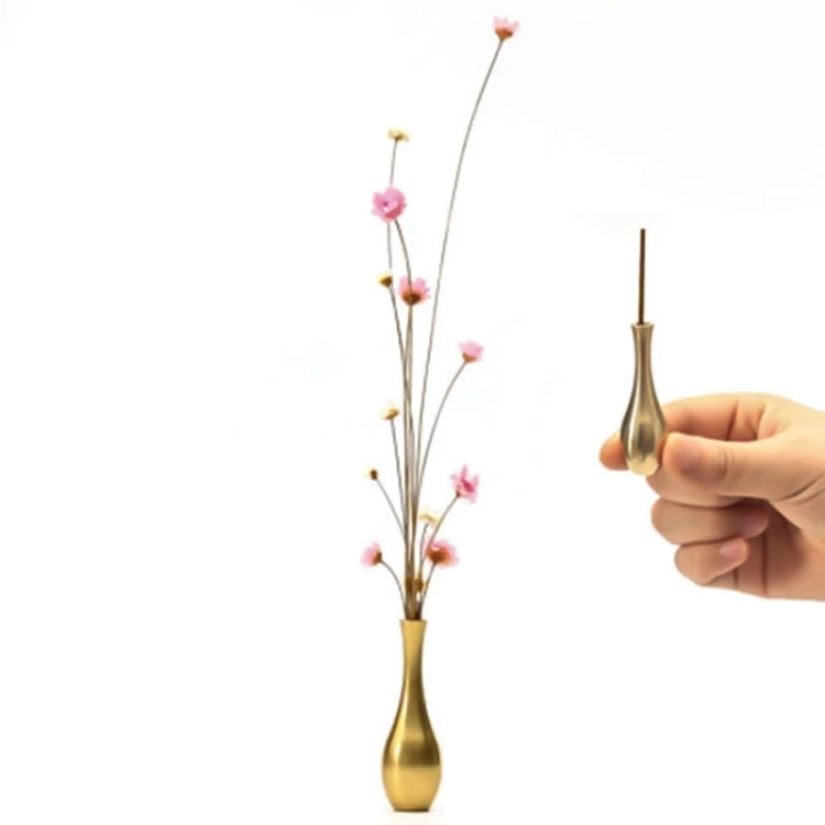 Mini tabletop antique vase incense holder with long stick and flowers