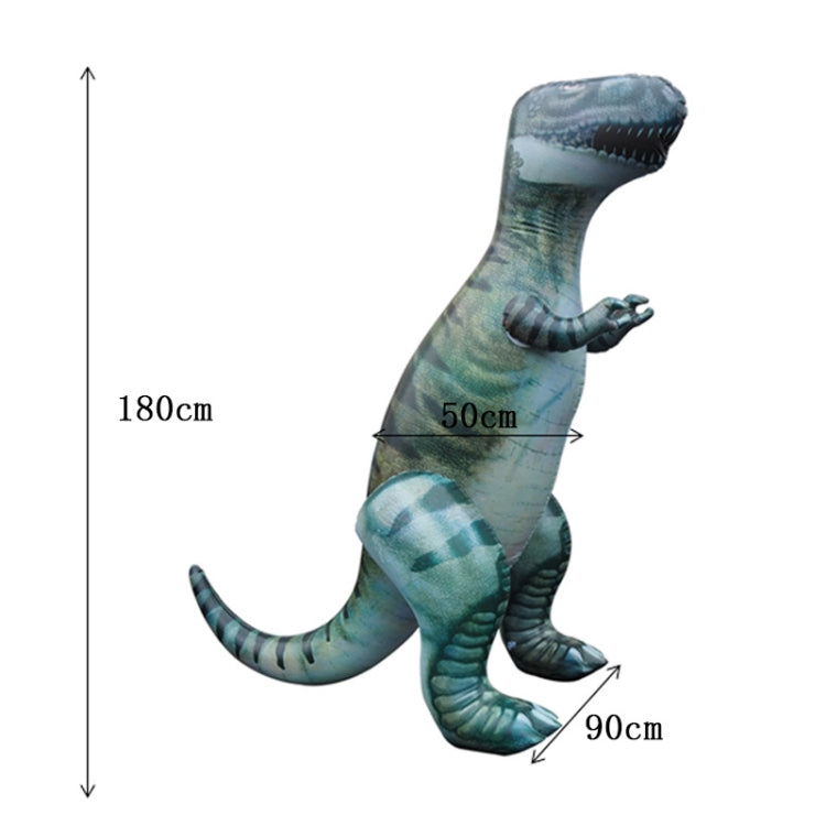 Inflatable dinosaur water-spray toy with height/size dimensions shown