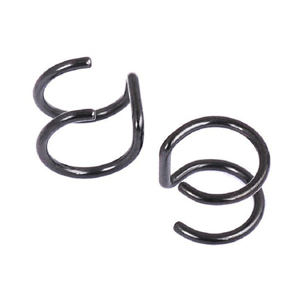 Set of 3 U-shape ear and nose clip earrings, black metal