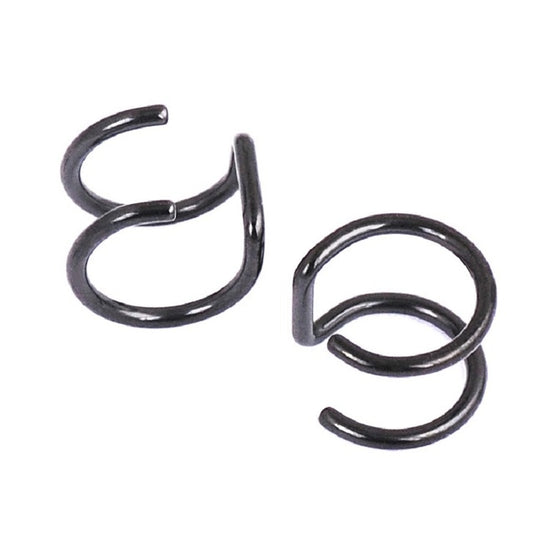 Set of 3 U-shape ear and nose clip earrings, black metal