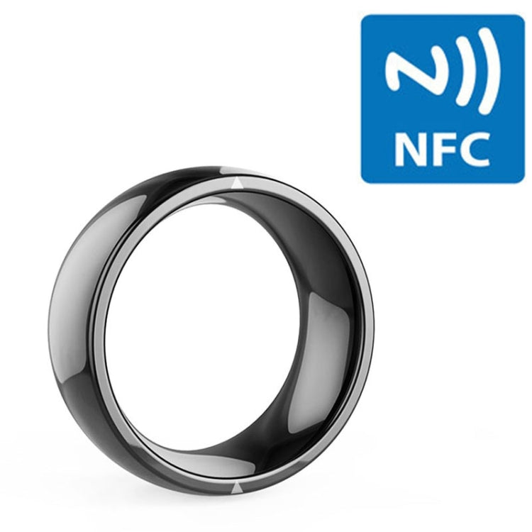 Black glossy smart ring, front view with inner band edge