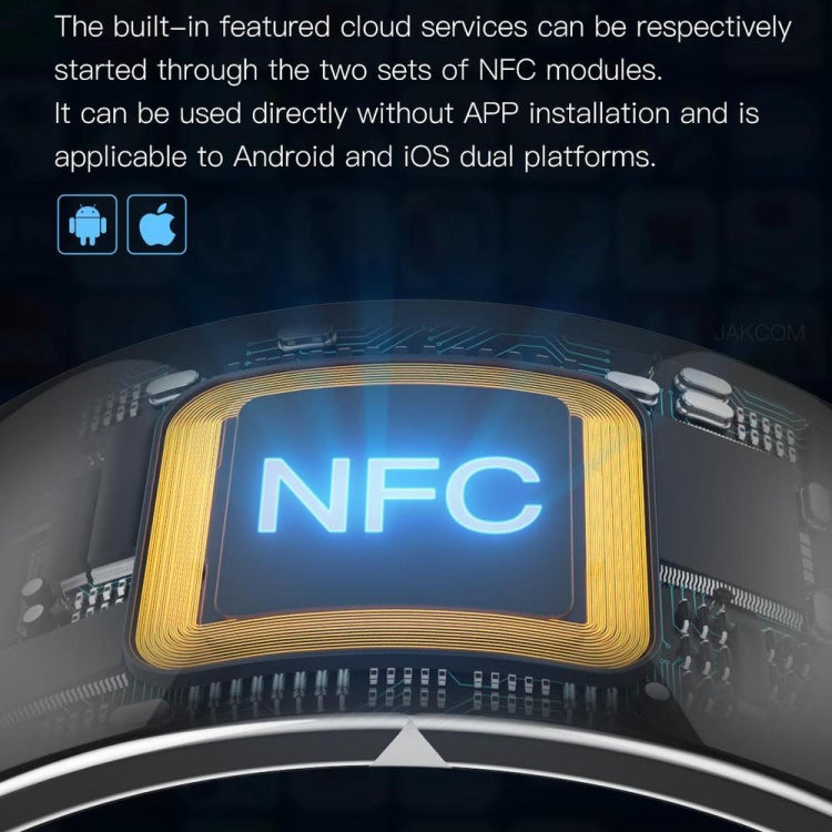 Smart ring with illuminated NFC label on a display panel