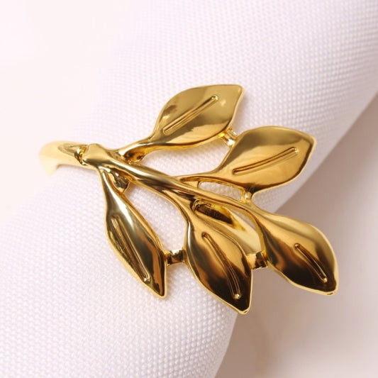 Electroplating Leaf Shape Napkin Buckle Wedding Hotel Napkin Ring, Gold, Silver, Rose Gold