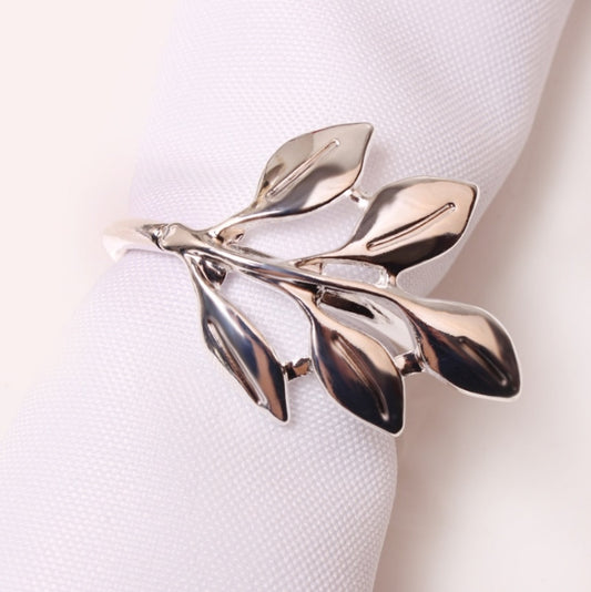 Electroplating Leaf Shape Napkin Buckle Wedding Hotel Napkin Ring, Gold, Silver, Rose Gold