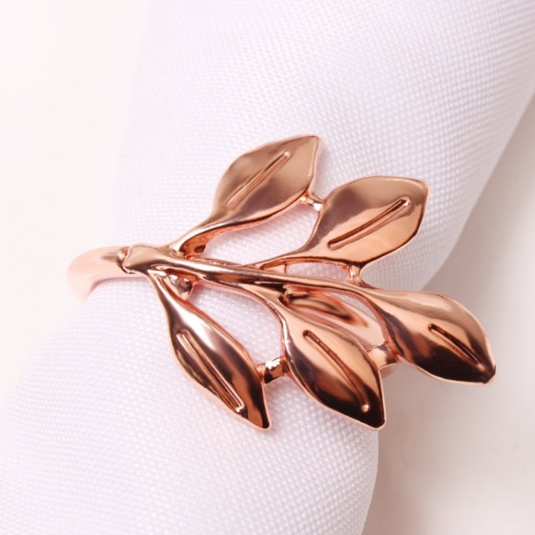 Electroplating Leaf Shape Napkin Buckle Wedding Hotel Napkin Ring, Gold, Silver, Rose Gold