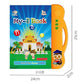 Orange electronic audio learning ebook front with children illustration and owl figure