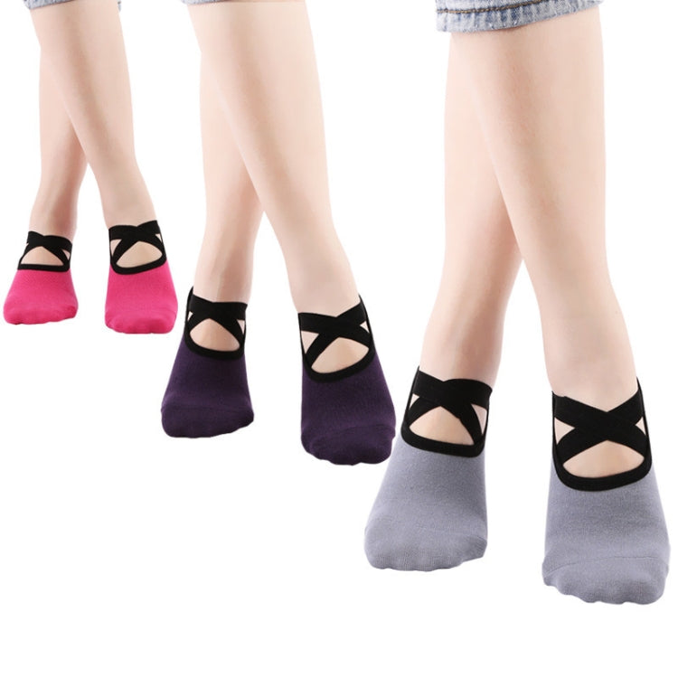 One Pair Ladies Cross Strap Version Edging Backless Yoga Socks Non-slip Boat Socks, One Size