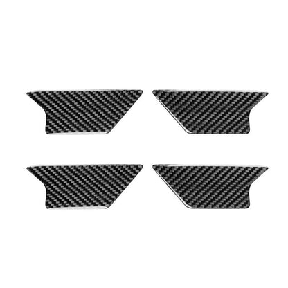 Carbon-fiber style inner door handle trim sticker set, black, 4-piece shape covers