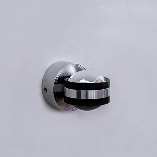 Up-down LED wall lamp fixture, polished chrome face with black center module