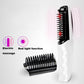 Electric massage comb with black bristles and red light indicators