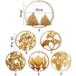 Assorted gold 3D iron leaf wall hangings in round frames, styles A–F