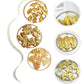 Gold 3D iron leaf wall hangings in round frames with multiple leaf patterns