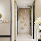 Gold 3D leaf iron wall ornaments with circular ring frames and ginkgo leaf shapes