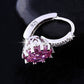 925 sterling silver hoop earring with purple faceted zircon and clear accents
