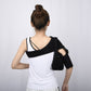Back view of shoulder fixation belt with cross strap and arm cuff