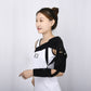 Side view of shoulder fixation belt with black arm cuff and support belt