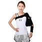 Shoulder fixation belt with black arm cuff and side sling support, worn