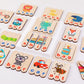 Wooden spelling word cards shaped like ice cream sticks with animal designs