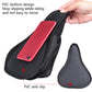 Black gel saddle cover with PVC anti-slip bottom and hand-held fit view