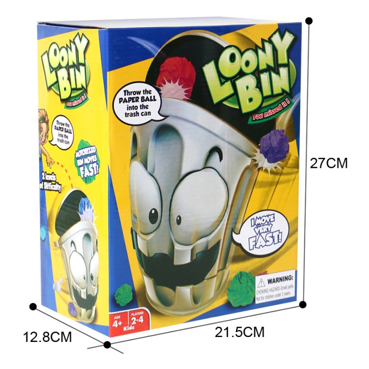 Retail box for electric trash-can game with cartoon panda trash can artwork