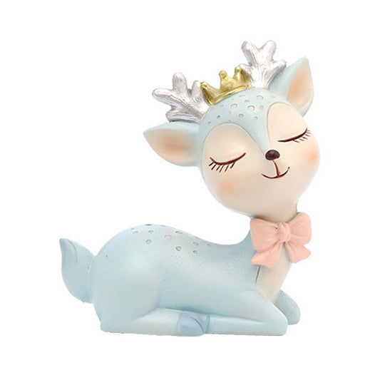 Car Decoration Cartoon Sika Deer Decoration Creative Resin Handicraft Cake Decoration, Blue, Pink