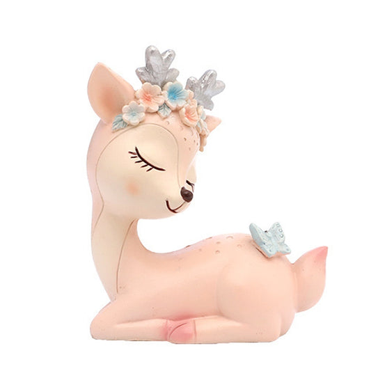 Car Decoration Cartoon Sika Deer Decoration Creative Resin Handicraft Cake Decoration, Blue, Pink