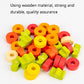 Colorful wooden number cylinders for balance math, marked 1 to 5