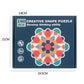 180-piece creative wooden shape puzzle box with colorful geometric animal pattern