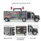 Dinosaur container truck toy with retractable handle and sliding storage panel
