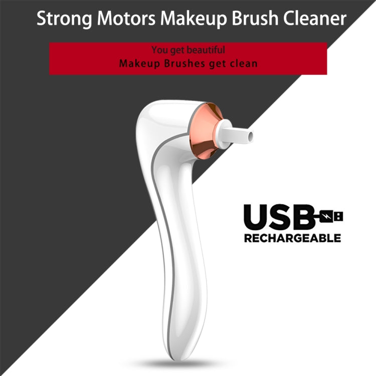White makeup brush cleaner and dryer unit with copper nozzle and black rim drying cup