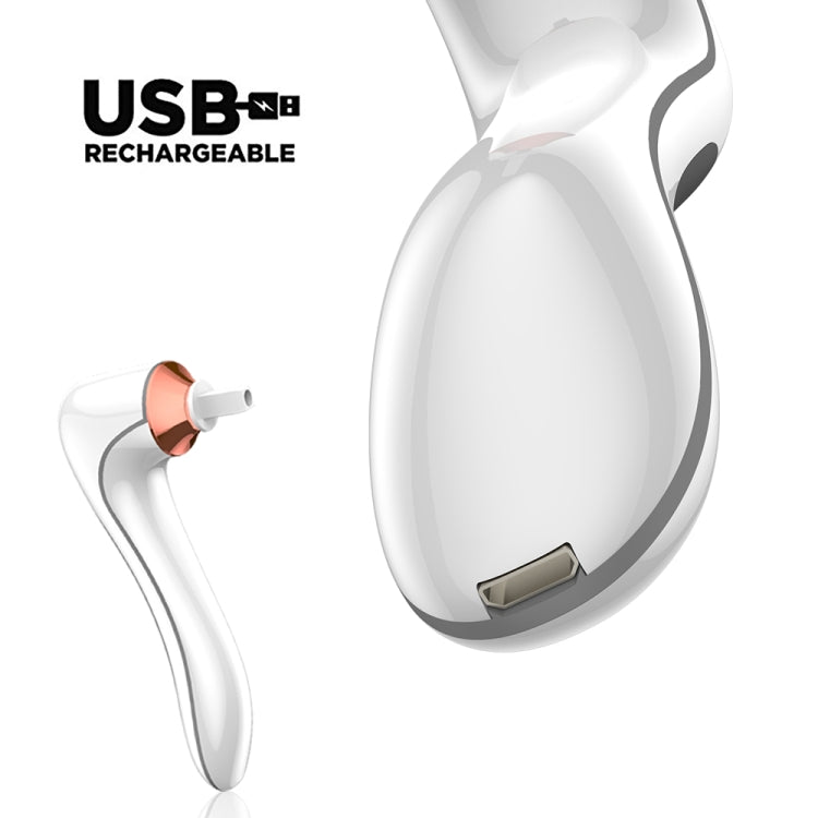 USB rechargeable electric makeup brush cleaner with white handle and base