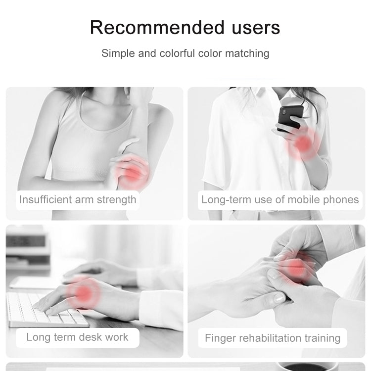 Silicone grip ring shown on hands for arm and finger exercise