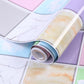 Kitchen anti-smoke tile wall sticker roll with pastel marble and floral accents