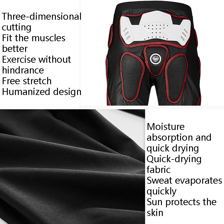 Black motorcycle riding pants with contoured crotch padding and perforated knee armor.