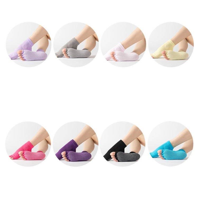 Set of open-toe five-finger yoga socks in mixed colors with dotted grip soles